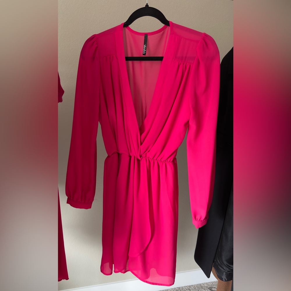 Lulus Small Fuchsia Pink Wrap Dress